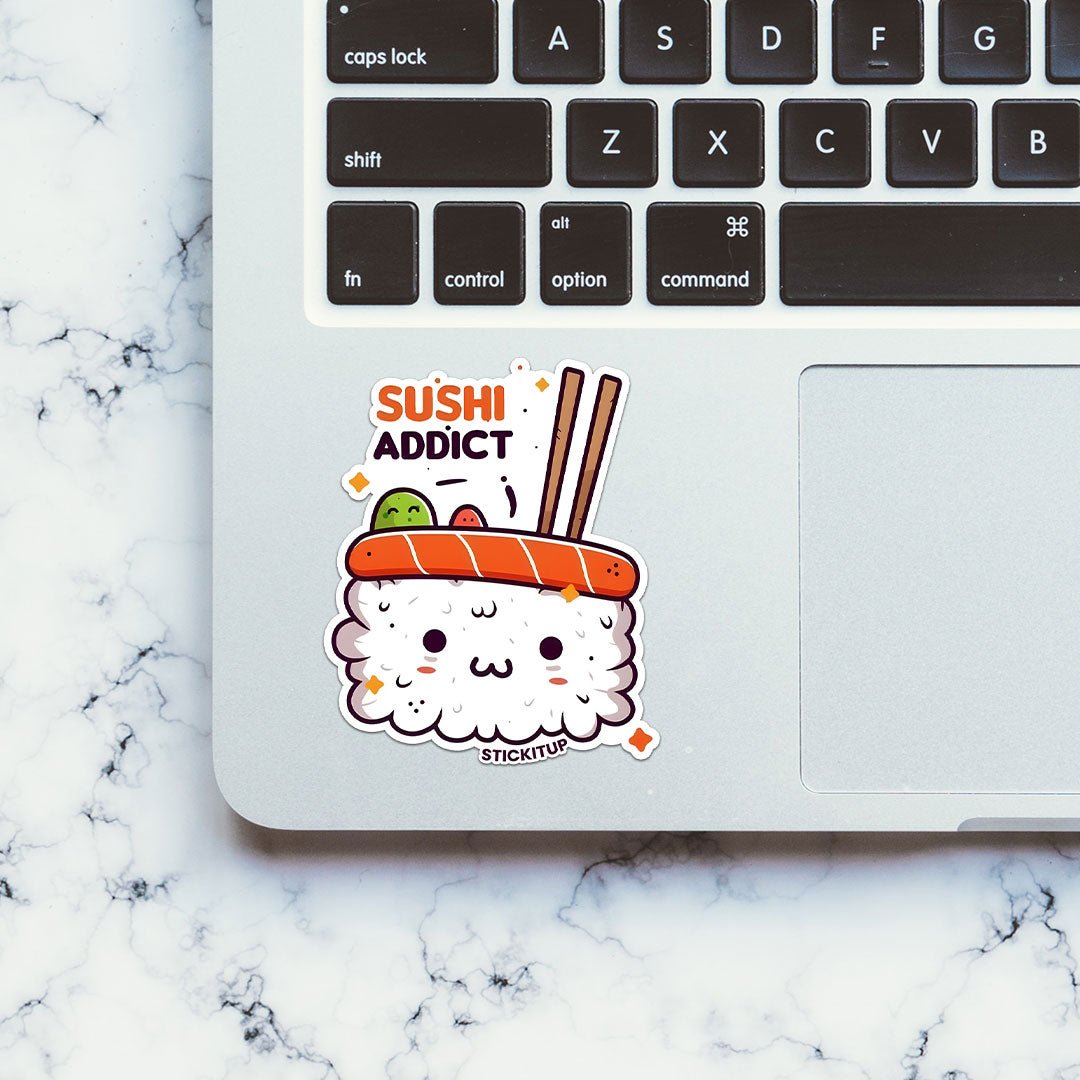 SUSHI ADDICT Sticker waterproof vinyl decal for laptop, bike, car & bottle