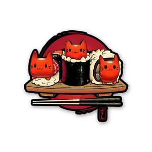 Sushi Cat Sticker waterproof vinyl decal for laptop, bike, car & bottle