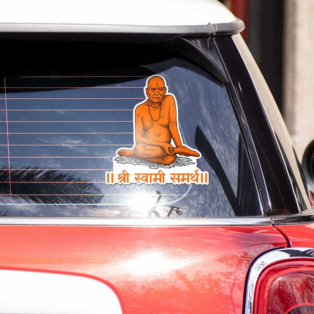 Swami Samarth Bumper Sticker waterproof vinyl decal for laptop, bike, car & bottle