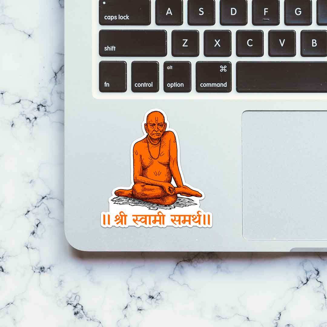 Swami Samarth Sticker waterproof vinyl decal for laptop, bike, car & bottle