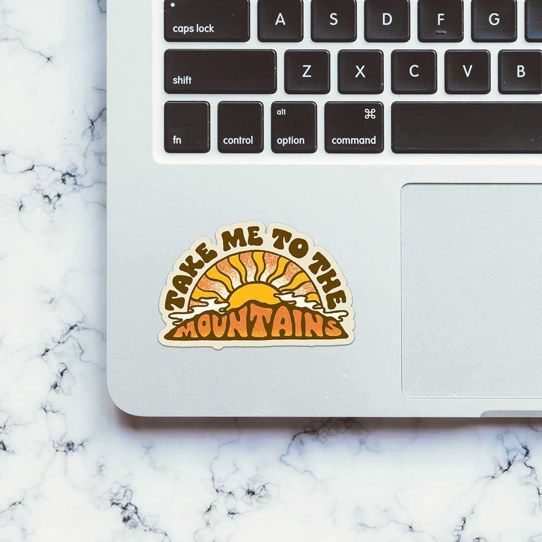 Take Me To The Mountains Sticker waterproof vinyl decal for laptop, bike, car & bottle