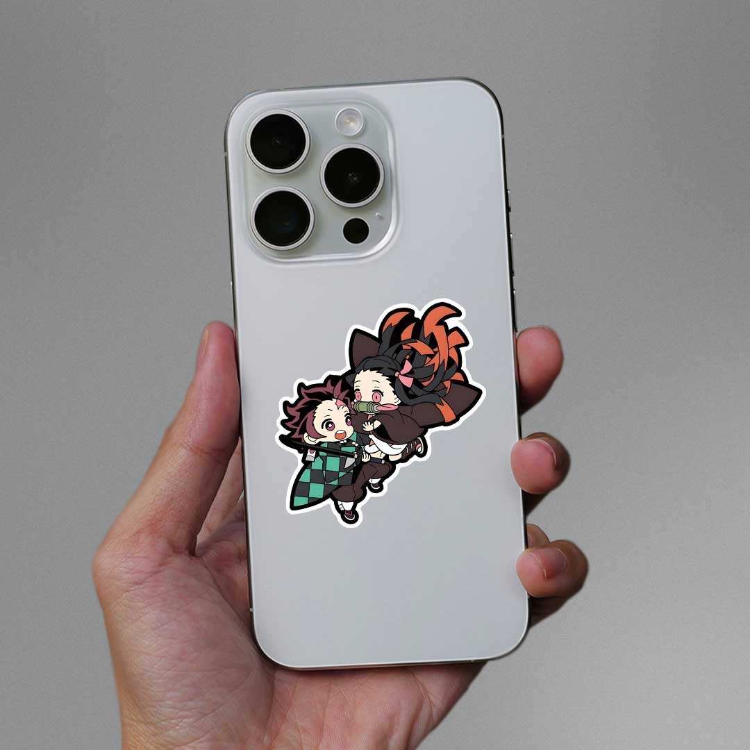 Tanjro & Nezuko Kamado Sticker waterproof vinyl decal for laptop, bike, car & bottle