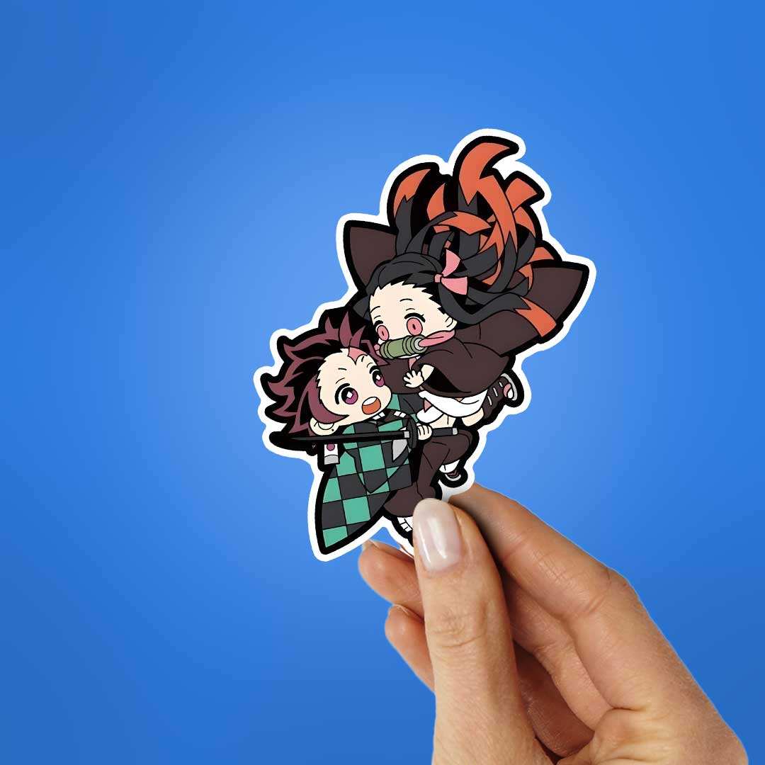 Tanjro & Nezuko Kamado Sticker waterproof vinyl decal for laptop, bike, car & bottle
