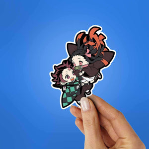 Tanjro & Nezuko Kamado Sticker waterproof vinyl decal for laptop, bike, car & bottle