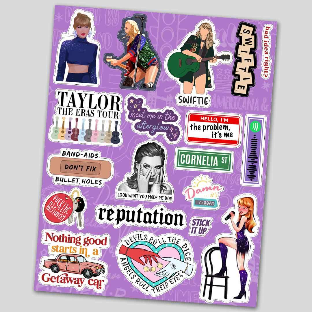 Taylor Swift Mini sticker sheet waterproof vinyl decal for laptop, bike, car & bottle