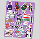 Taylor Swift Mini sticker sheet waterproof vinyl decal for laptop, bike, car & bottle