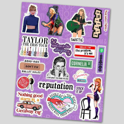 Taylor Swift Mini sticker sheet waterproof vinyl decal for laptop, bike, car & bottle