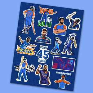 Team India Mini Sticker Sheet waterproof vinyl decal for laptop, bike, car & bottle