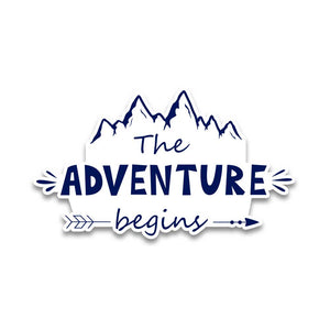 The Adventure Begins Bumper Sticker waterproof vinyl decal for laptop, bike, car & bottle