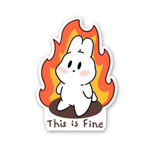 This Is Fine Sticker waterproof vinyl decal for laptop, bike, car & bottle