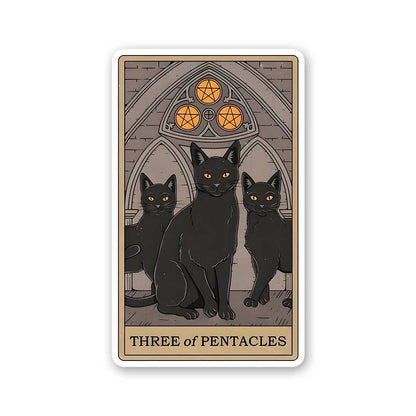Three Of Pentacles Sticker waterproof vinyl decal for laptop, bike, car & bottle