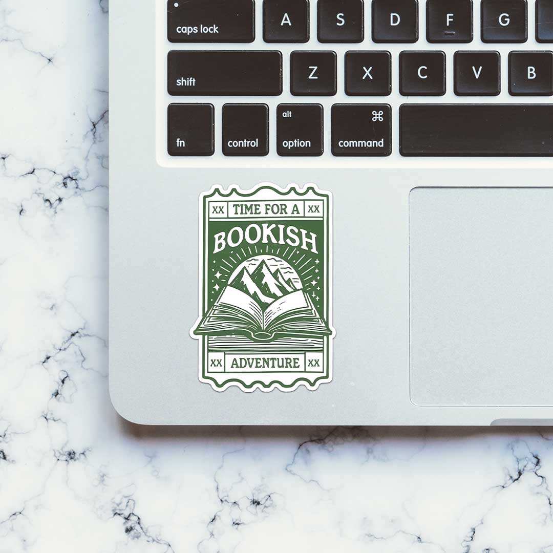 Time For A Bookish Advanture Sticker waterproof vinyl decal for laptop, bike, car & bottle