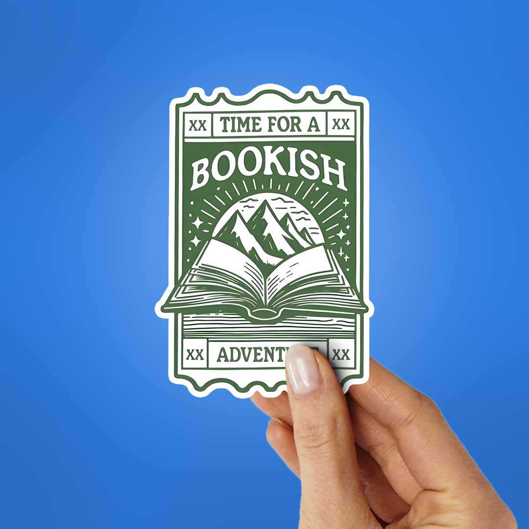 Time For A Bookish Advanture Sticker waterproof vinyl decal for laptop, bike, car & bottle