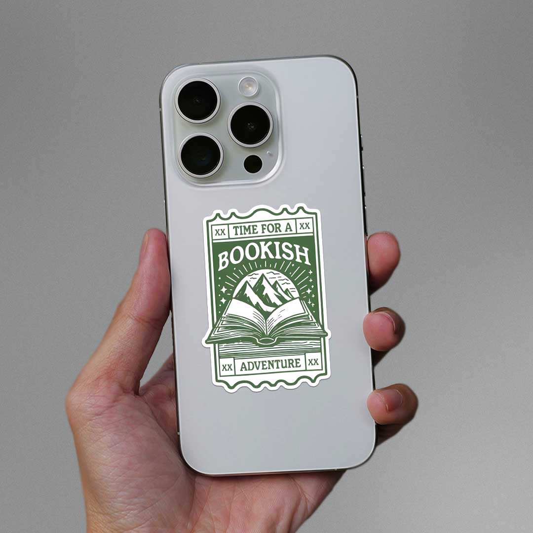 Time For A Bookish Advanture Sticker waterproof vinyl decal for laptop, bike, car & bottle
