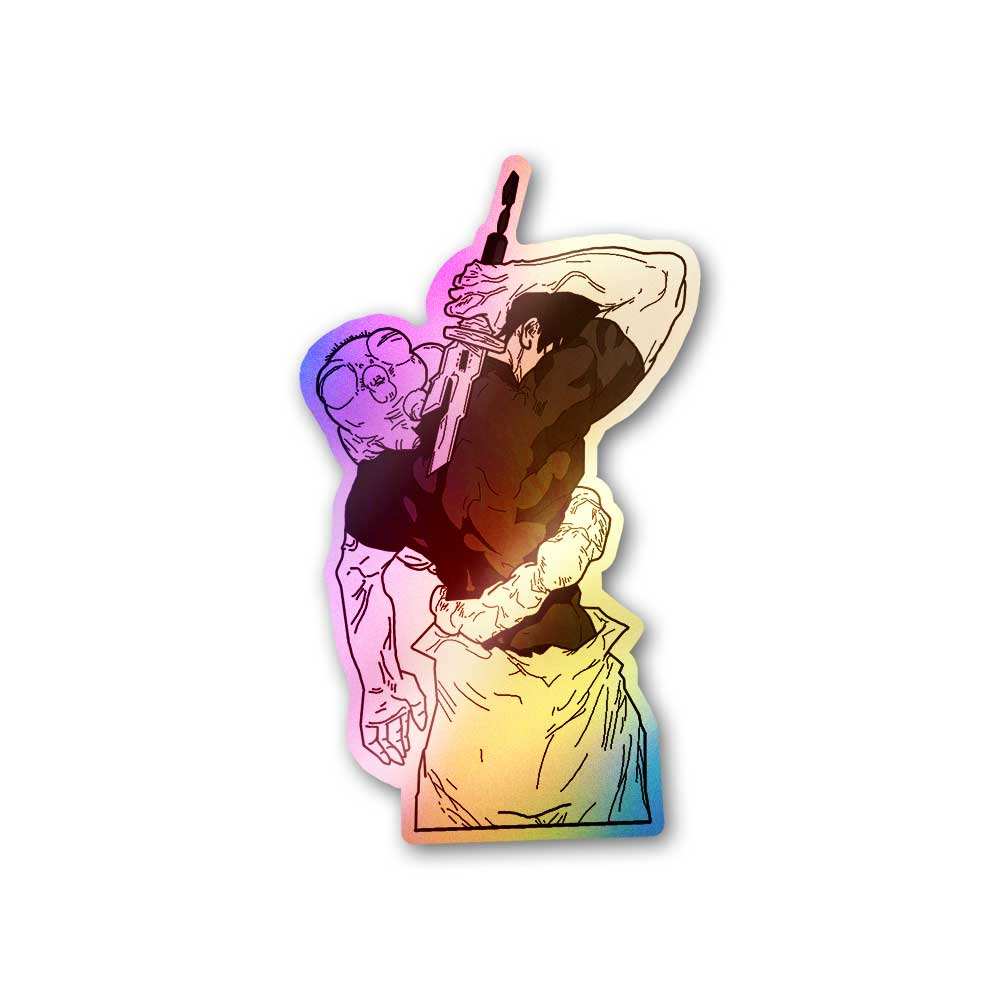 Toji Back Holographic Sticker waterproof vinyl decal for laptop, bike, car & bottle