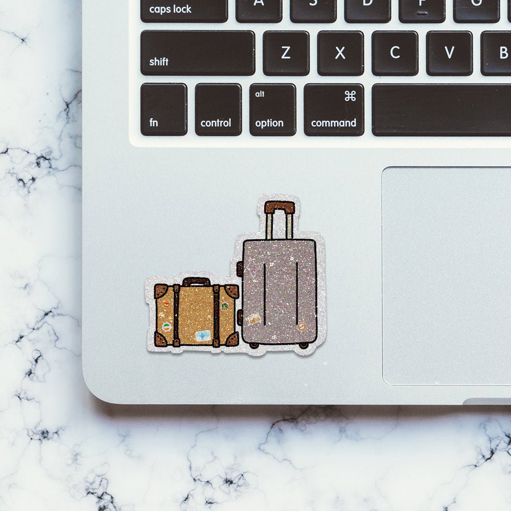 Travel Bag Glitter Sticker waterproof vinyl decal for laptop, bike, car & bottle