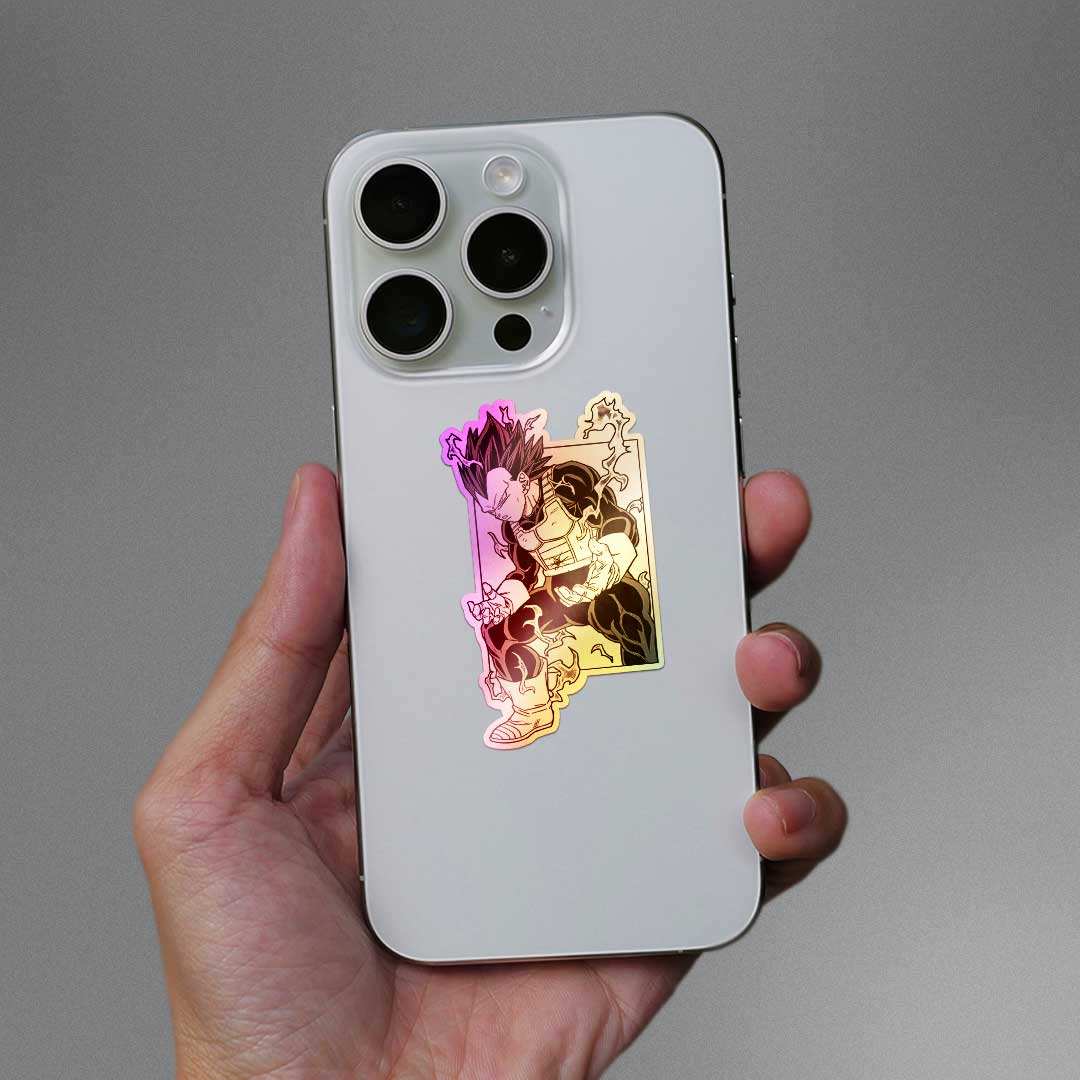 Vegeta Holographic Sticker waterproof vinyl decal for laptop, bike, car & bottle