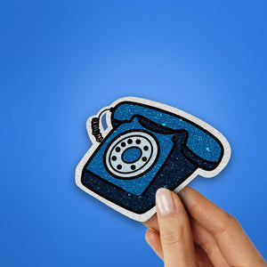 Vintage telephone Glitter Sticker waterproof vinyl decal for laptop, bike, car & bottle
