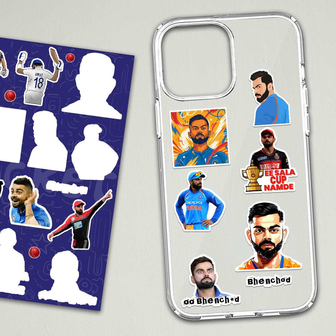 Virat Kholi Mini Sticker Sheet waterproof vinyl decal for laptop, bike, car & bottle