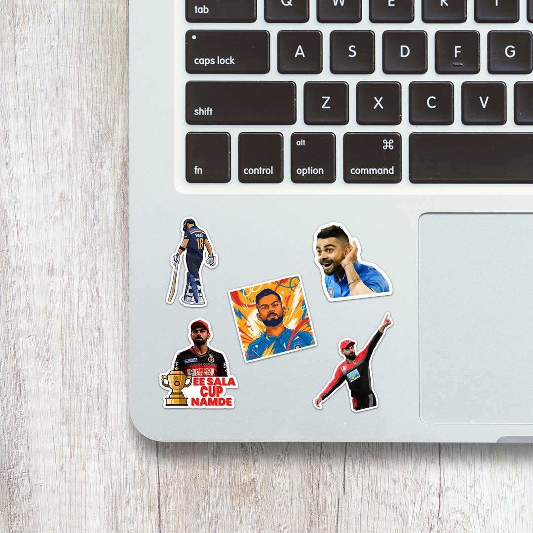 Virat Kholi Mini Sticker Sheet waterproof vinyl decal for laptop, bike, car & bottle