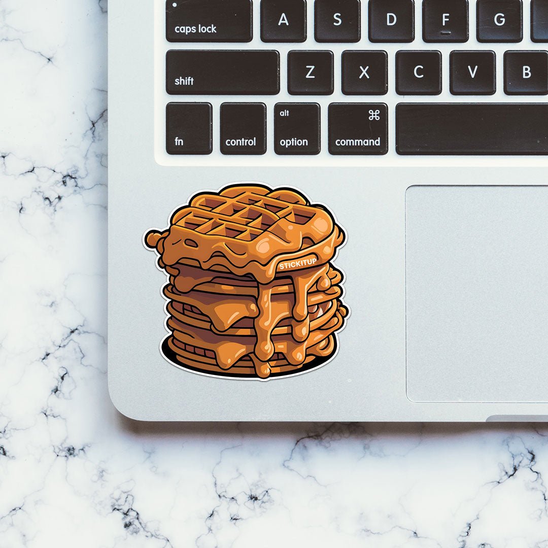 Waffle Sticker waterproof vinyl decal for laptop, bike, car & bottle