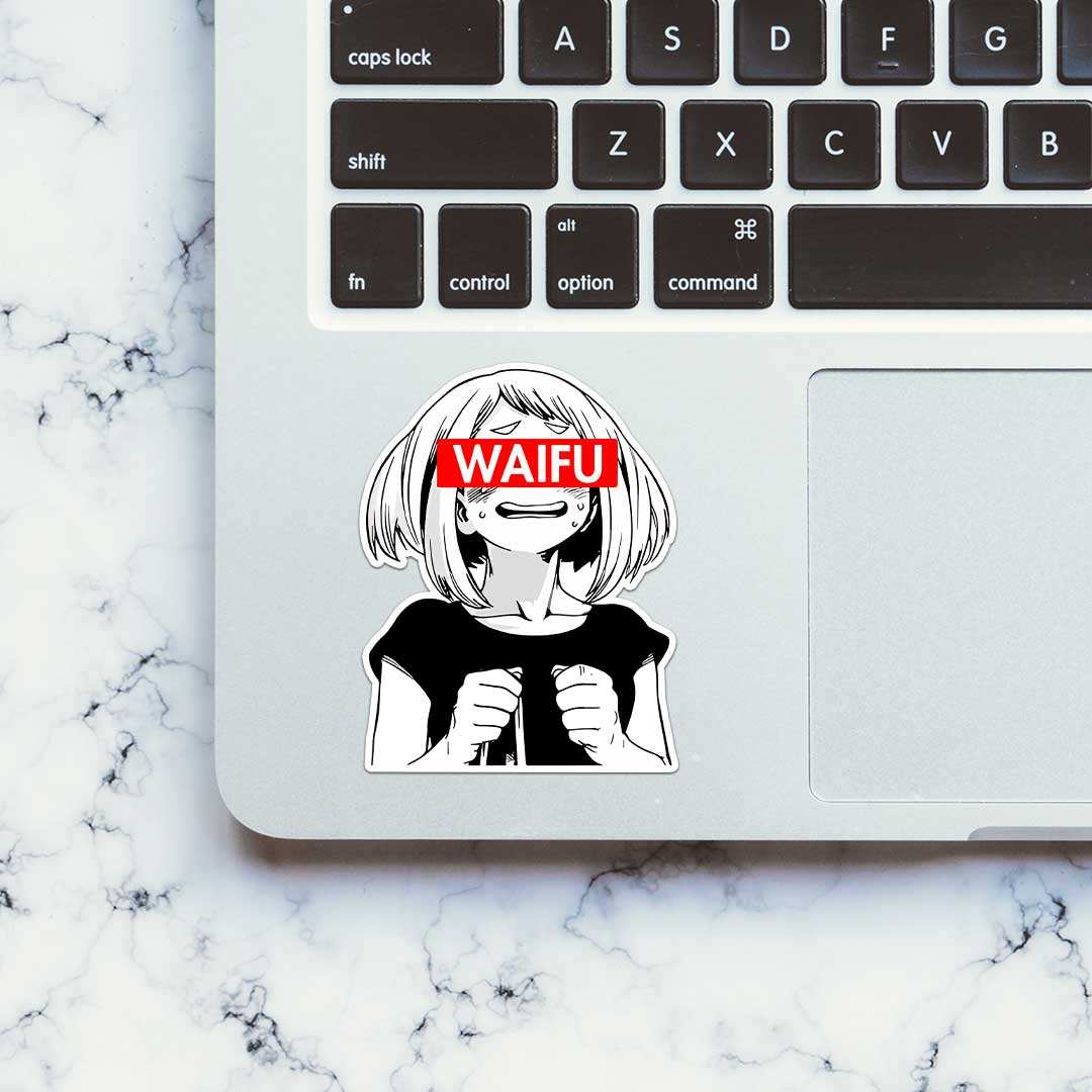 Waifu Girl Sticker waterproof vinyl decal for laptop, bike, car & bottle