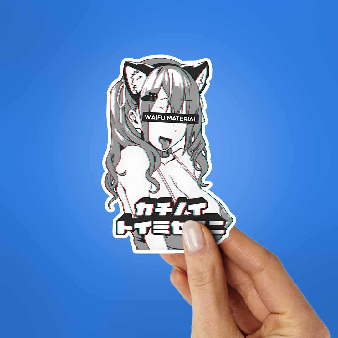 Waifu Material 0.1 Sticker waterproof vinyl decal for laptop, bike, car & bottle