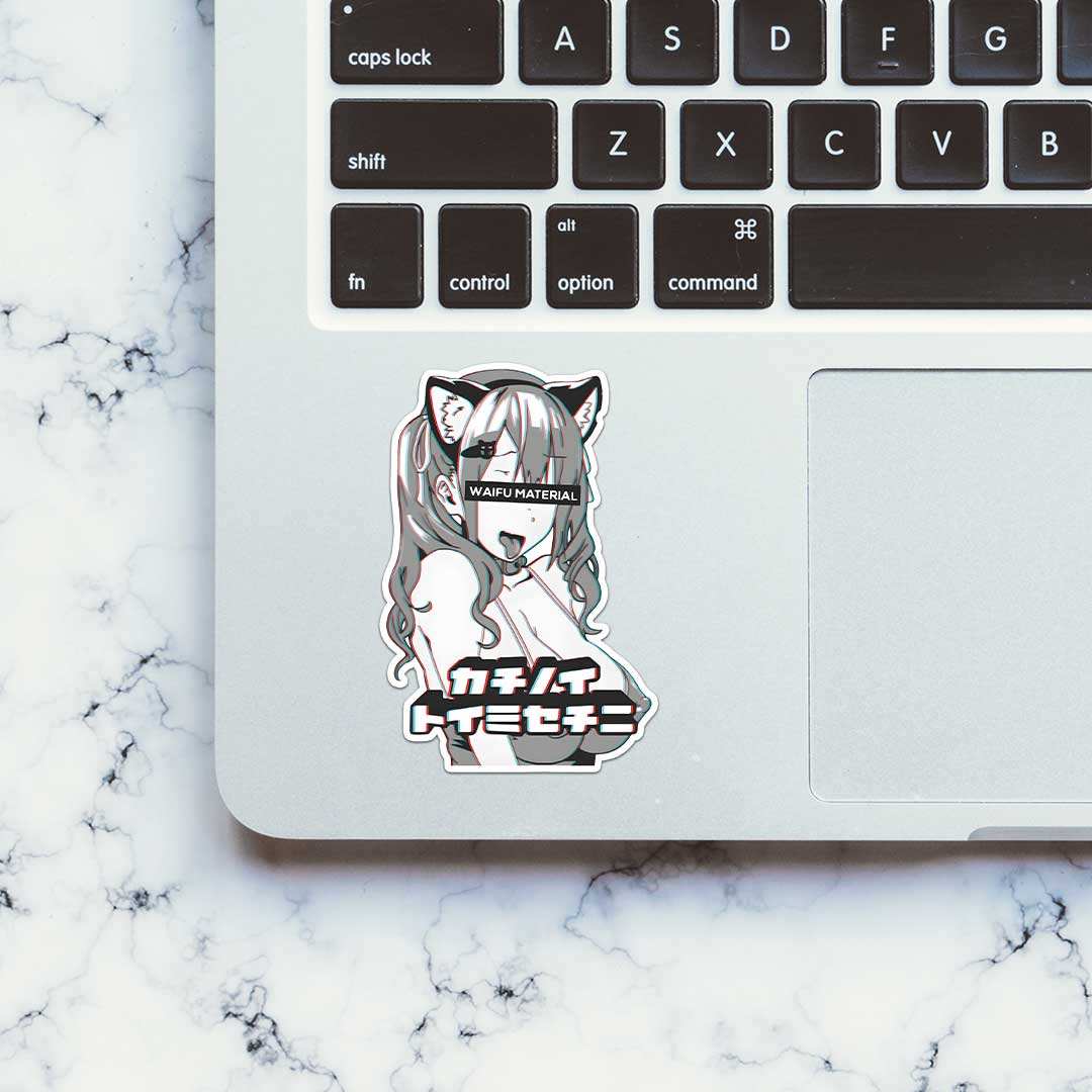 Waifu Material 0.1 Sticker waterproof vinyl decal for laptop, bike, car & bottle