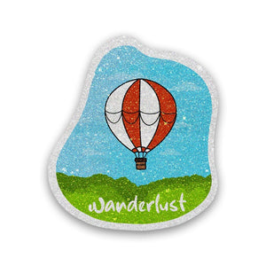 Wanderlust Glitter Sticker waterproof vinyl decal for laptop, bike, car & bottle