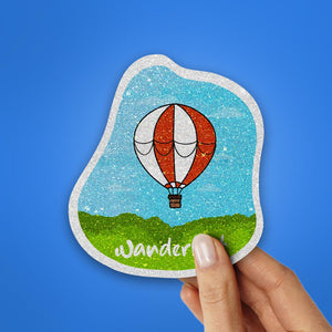 Wanderlust Glitter Sticker waterproof vinyl decal for laptop, bike, car & bottle