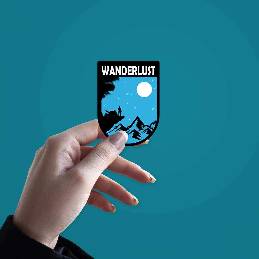 Wanderlust Sticker waterproof vinyl decal for laptop, bike, car & bottle
