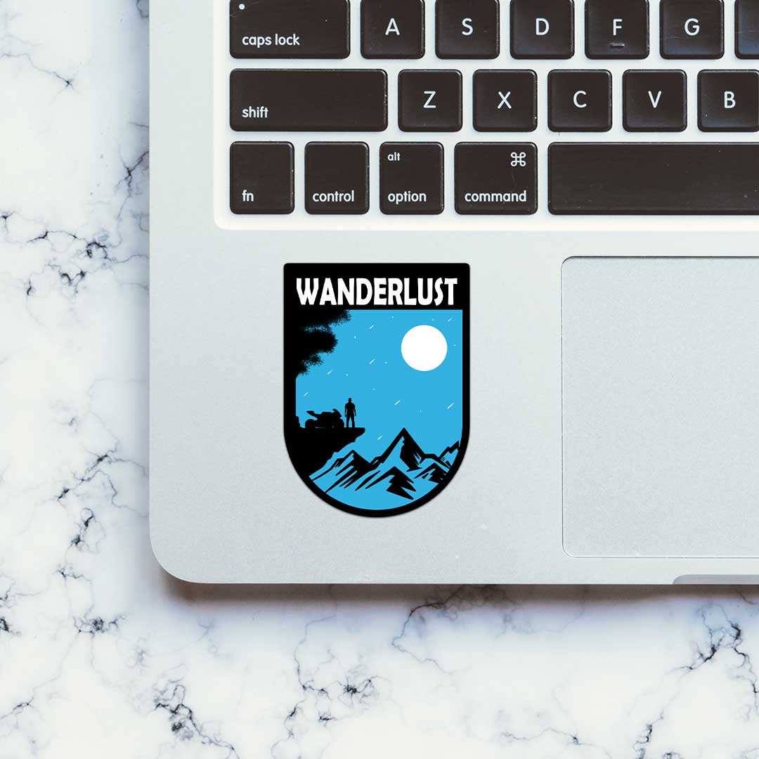 Wanderlust Sticker waterproof vinyl decal for laptop, bike, car & bottle