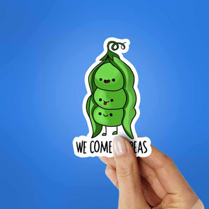 We Come In Peas Sticker waterproof vinyl decal for laptop, bike, car & bottle