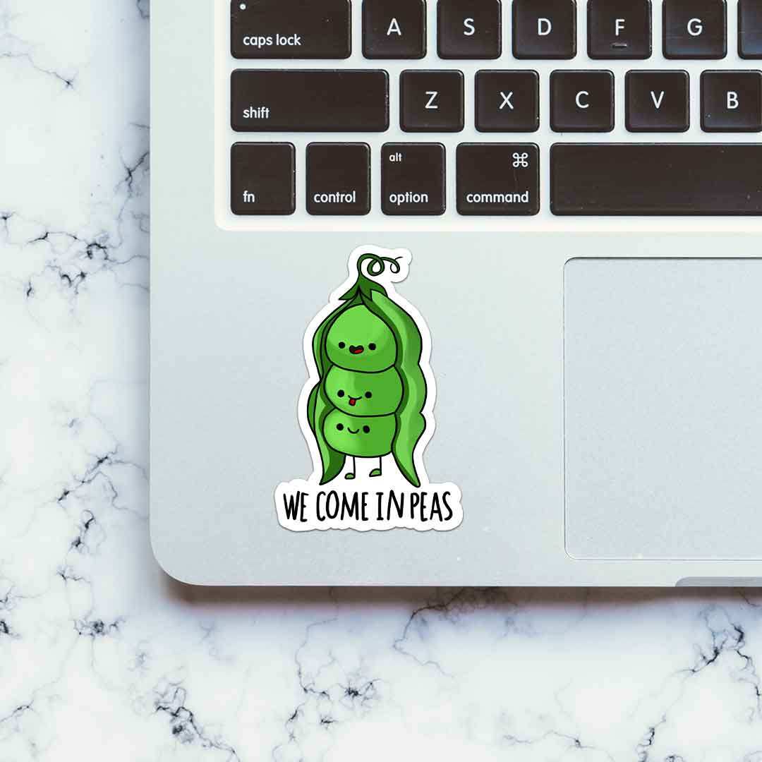 We Come In Peas Sticker waterproof vinyl decal for laptop, bike, car & bottle