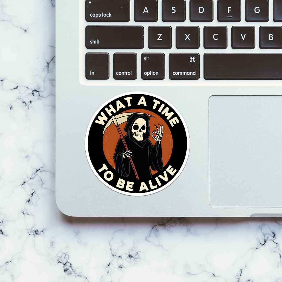 What A Time To Be Alive 0.1 Sticker waterproof vinyl decal for laptop, bike, car & bottle