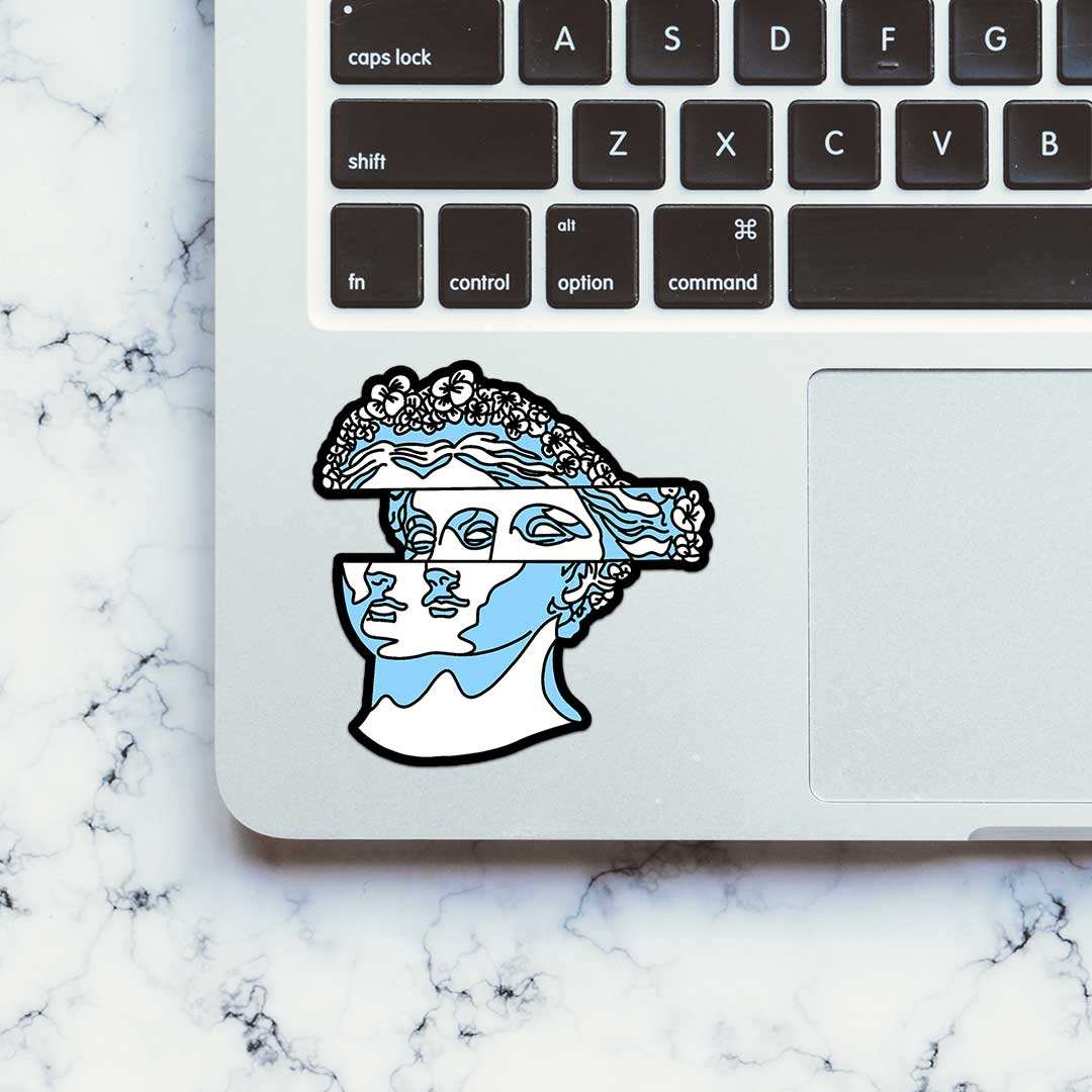 White Flower Hair Statue Sticker waterproof vinyl decal for laptop, bike, car & bottle