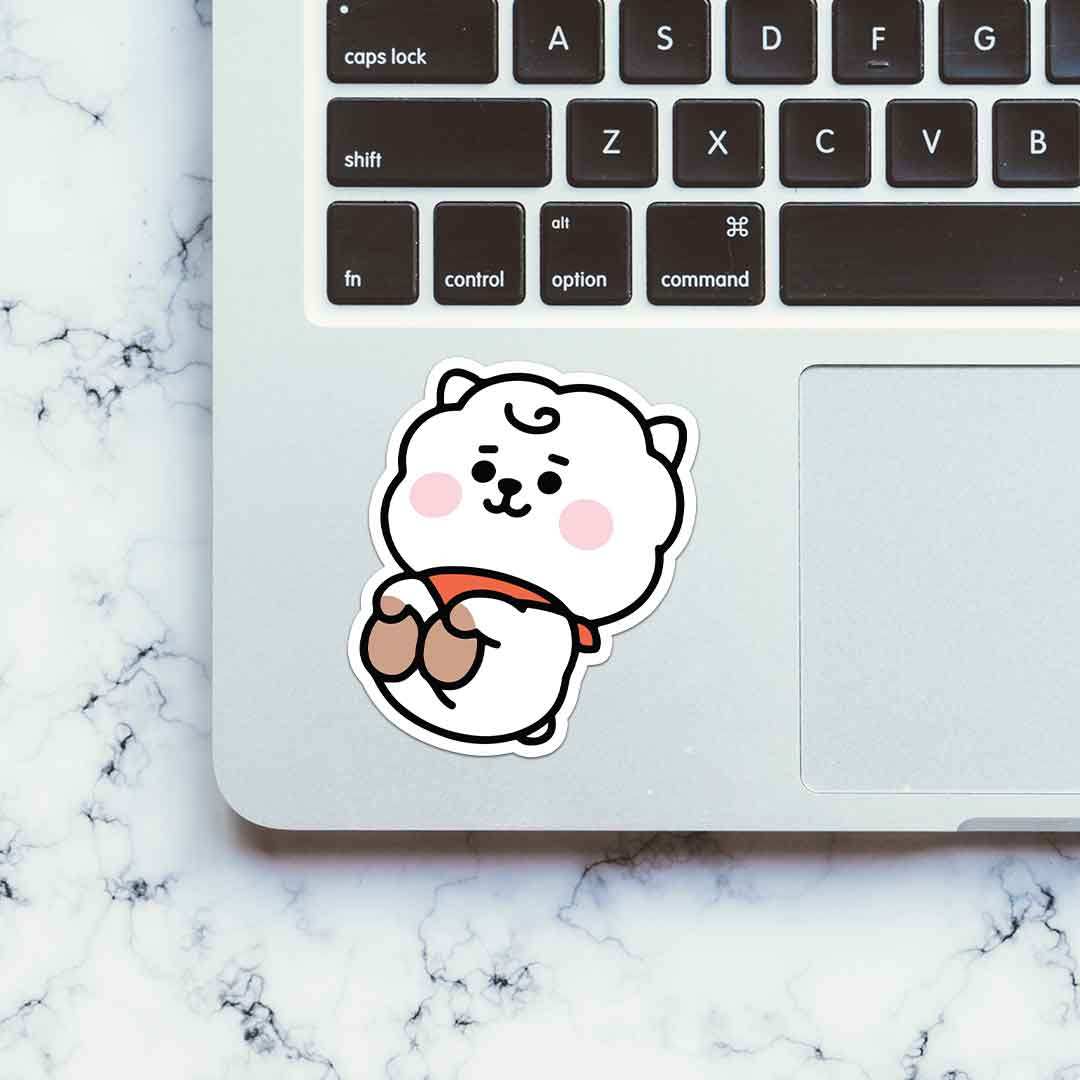 White Pookie Sticker waterproof vinyl decal for laptop, bike, car & bottle