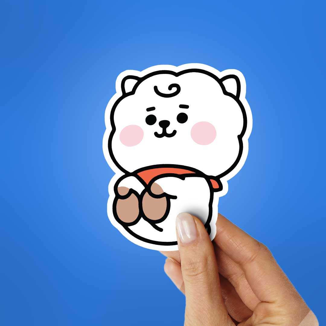 White Pookie Sticker waterproof vinyl decal for laptop, bike, car & bottle