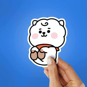 White Pookie Sticker waterproof vinyl decal for laptop, bike, car & bottle