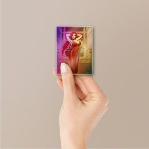Woman Red Dress Art Holographic Stickers - Holographic stickers | STICK IT UP