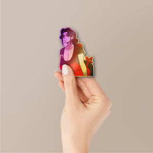 Woman Red Dress B&W Holographic Stickers - Holographic stickers | STICK IT UP