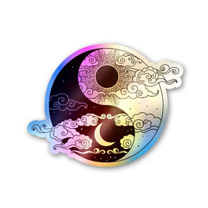 Yin Yang Holographic Stickers waterproof vinyl decal for laptop, bike, car & bottle