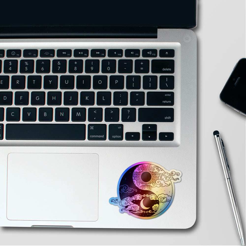 Yin Yang Holographic Stickers waterproof vinyl decal for laptop, bike, car & bottle