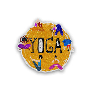 Yoga Glitter Sticker waterproof vinyl decal for laptop, bike, car & bottle