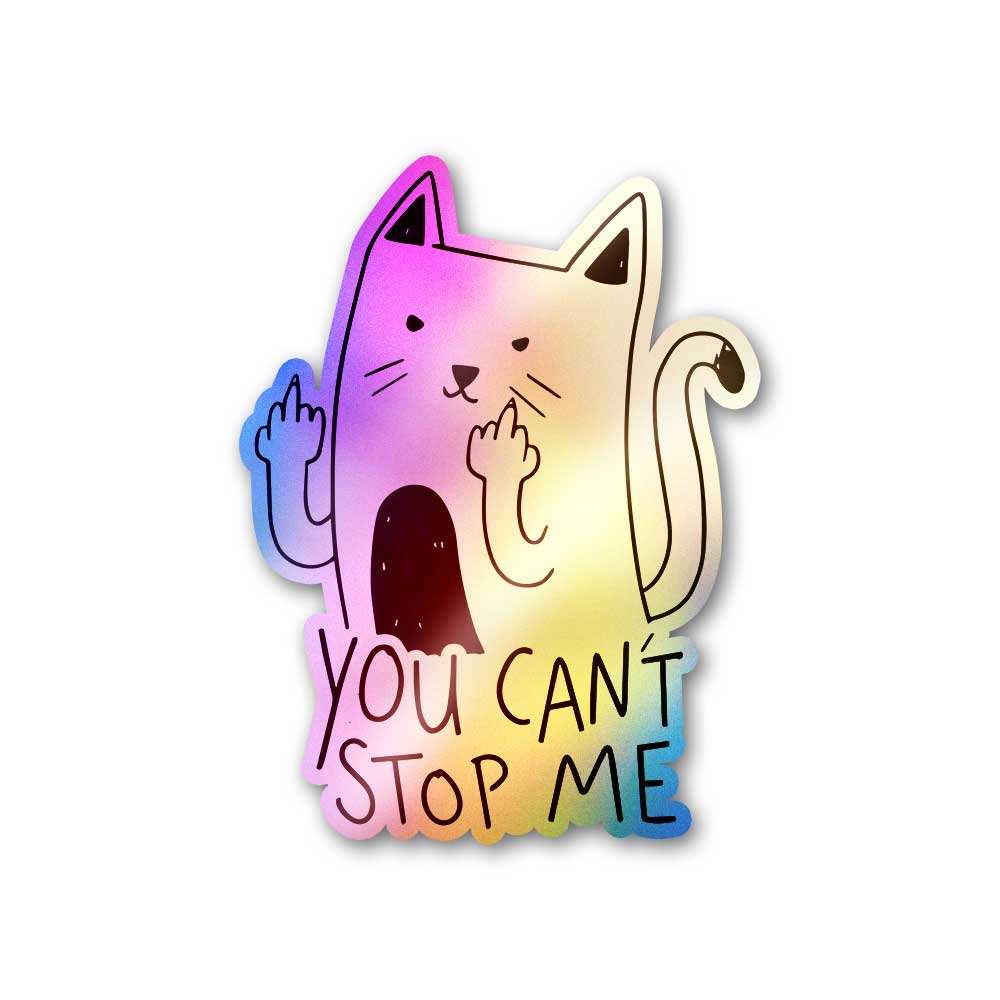 You Cant Stop Me Holographic Sticker waterproof vinyl decal for laptop, bike, car & bottle