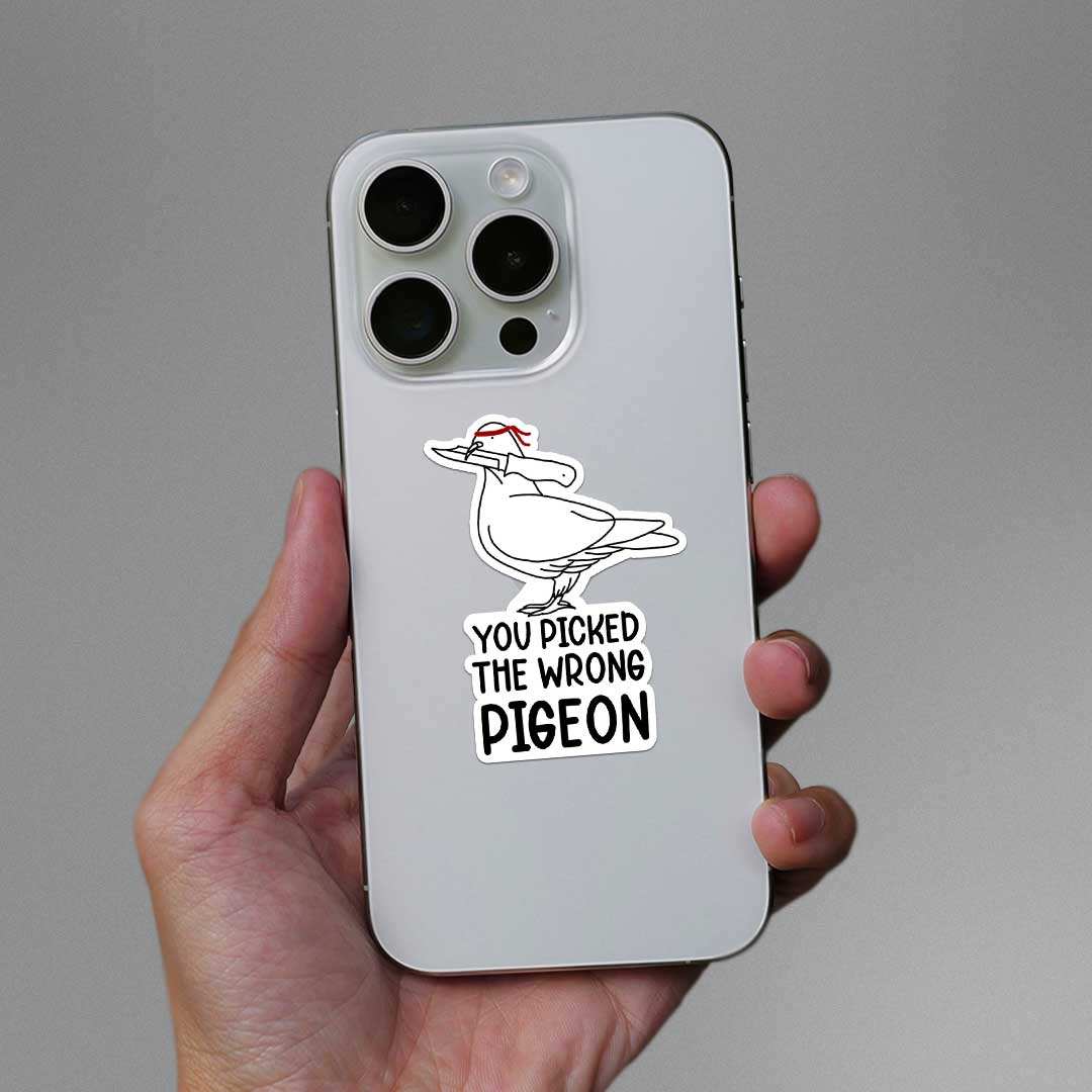 You Picked The Wrong Pigeon Sticker waterproof vinyl decal for laptop, bike, car & bottle