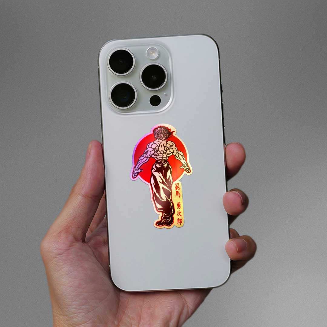 Yujiro Hanma Demon Back Holographic Sticker waterproof vinyl decal for laptop, bike, car & bottle