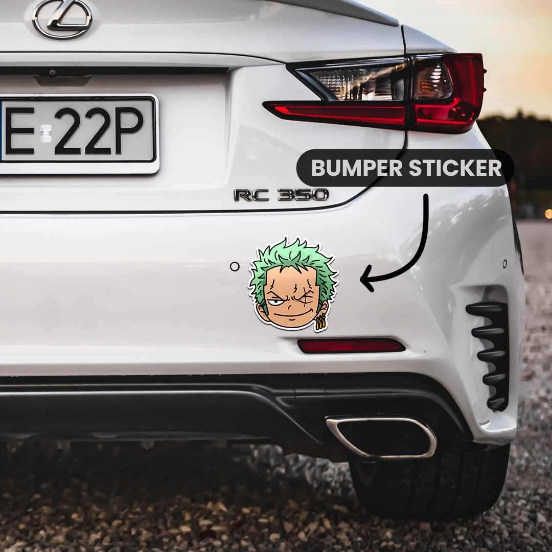 Zoro Bumper Sticker waterproof vinyl decal for laptop, bike, car & bottle
