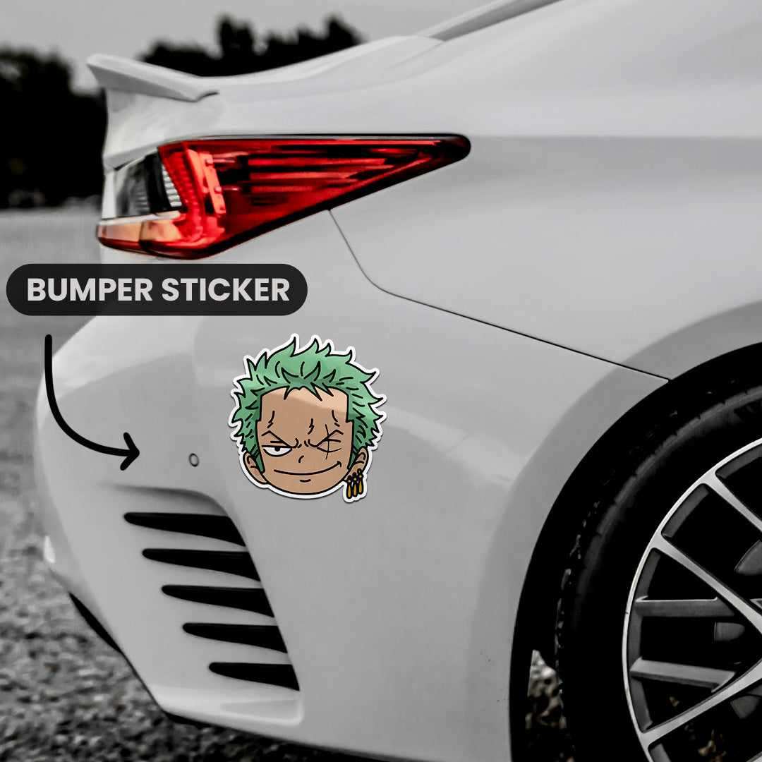 Zoro Bumper Sticker waterproof vinyl decal for laptop, bike, car & bottle