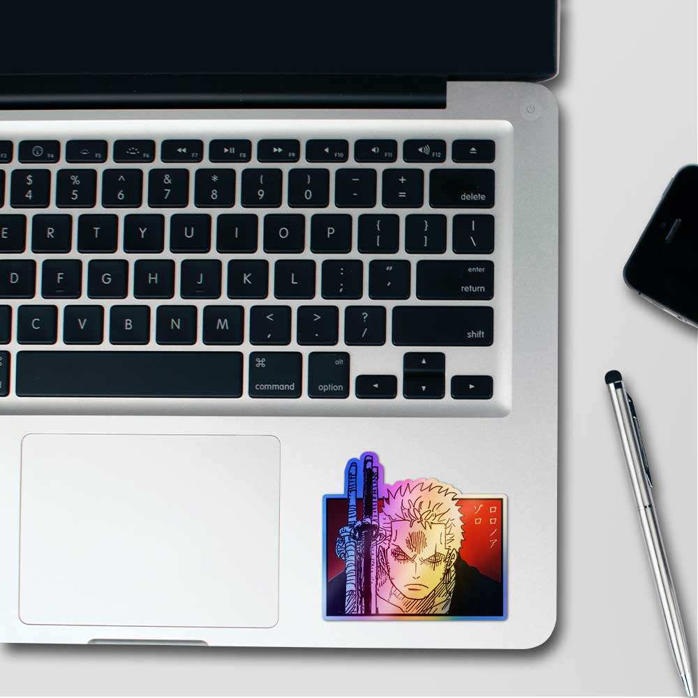Zoro Holographic Sticker waterproof vinyl decal for laptop, bike, car & bottle